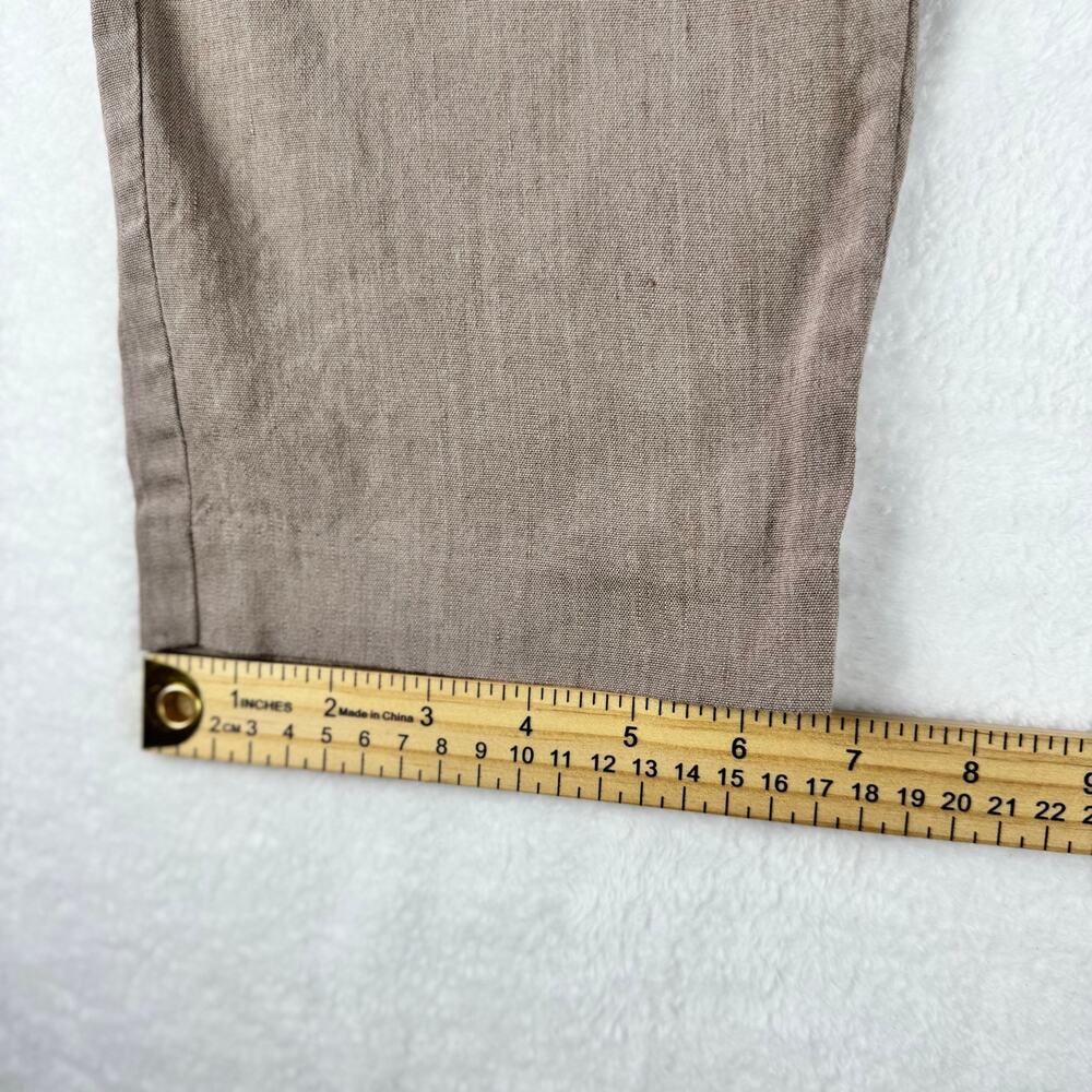 J.Jill Linen Stretch Crop Pants Women M Petite Beige Taupe Pull On Ankle Casual - Picture 9 of 13